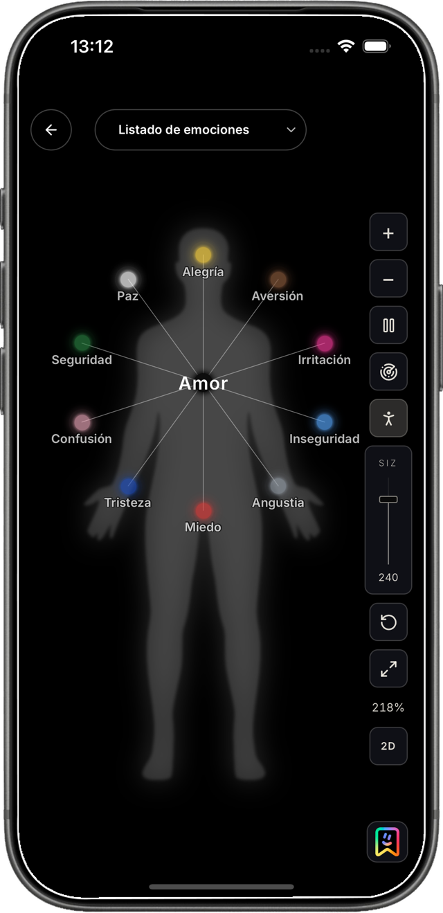 Diariodeemociones.com en iPhone: Mapa de relaciones entre emociones alrededor del Amor