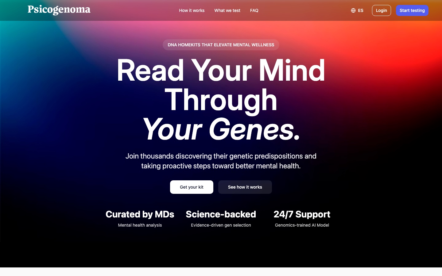 Captura real de Psicogenoma: Read Your Mind Through Your Genes